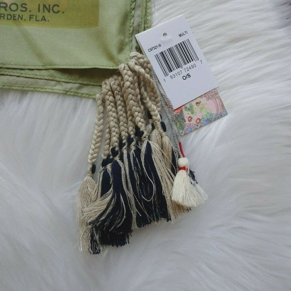 New JOHNNY WAS Crate Silk Tassel Scarf Green Multicolor Colorful Print Floral - Picture 11 of 13